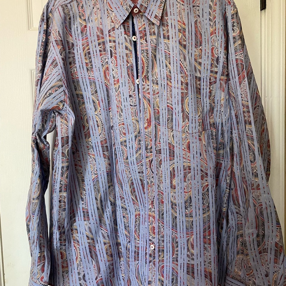 Johnston & Murphy Red and Blue Casual Button Down Shirt